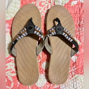 Sperry Baitfish Flip Flops Sandals Blue Stripe 8